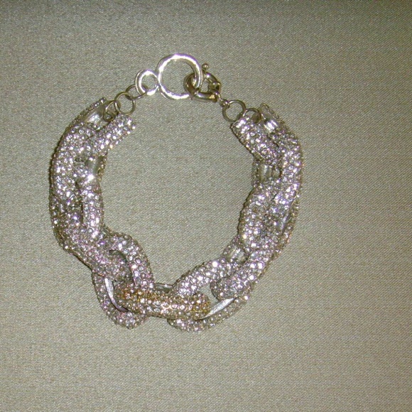 Brilliant Silver-Tone and Rhinestone Chain Link Bracelet - BLING! - Picture 5 of 14